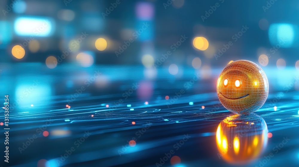 Poster playful digital sphere expressing joy virtual space 3d render futuristic environment close-up view e