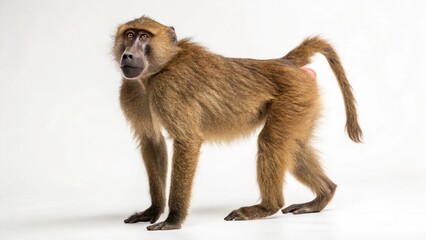 Fototapeta premium baboon in full view on white studio background