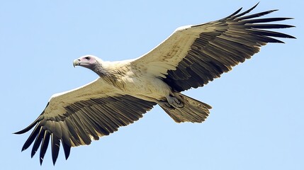 Obraz premium White-rumped vulture soaring, clear sky