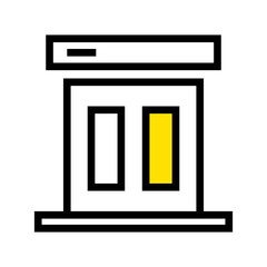 A Vibrant Double-door Storefront Welcomes Customers With A Bright Yellow Accent, Showcasing A Clean And Modern Design With Bold Black Outlines