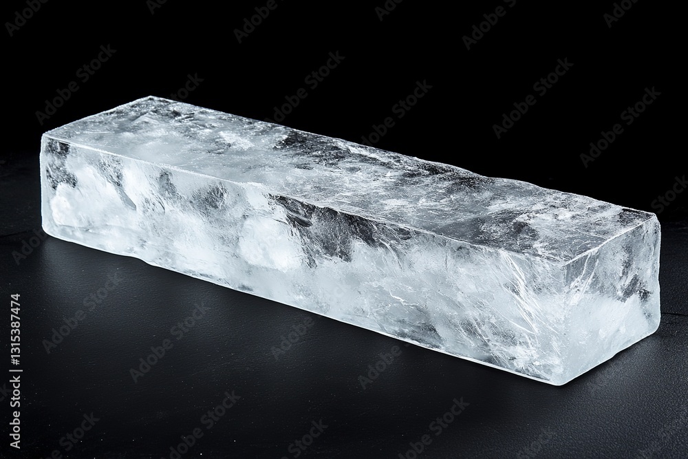Poster large clear ice block crystal texture frozen water block of ice cold winter ice cube transparent ice