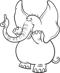 standing cartoon African elephant animal character coloring page