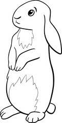 cartoon miniature rabbit animal character standing up coloring page