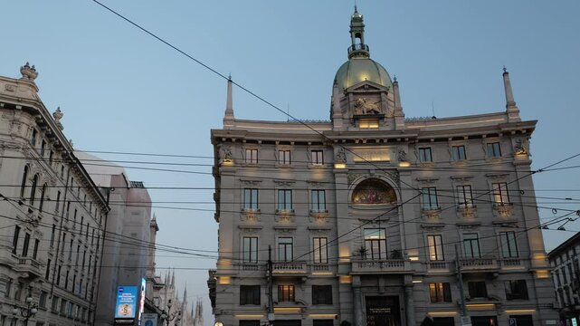 Milan, Italy - February 2025 - Visiting the exterior of the historic buildings of the Lombard capital
