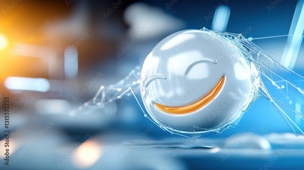 Poster smiling emotion animation digital world 3d graphic bright environment close-up view joyful concept