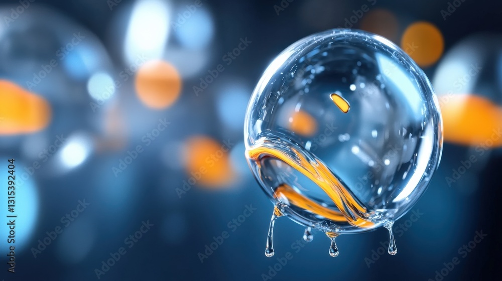 Poster droplet collision action abstract background 3d visualization fluid dynamics close-up view science c