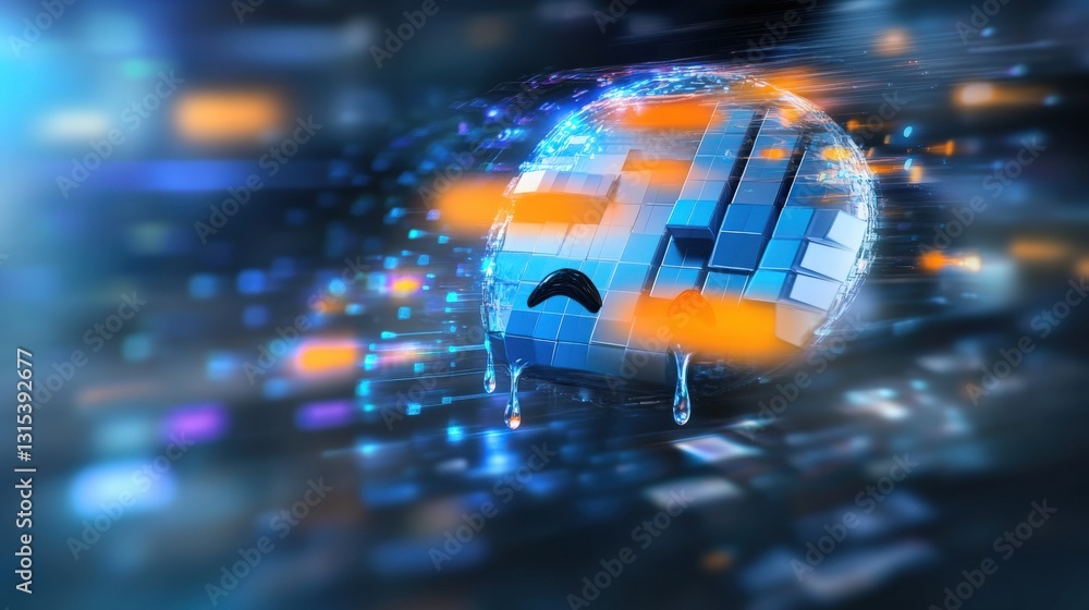 Poster digital transformation in technology virtual space abstract artwork futuristic environment close-up 