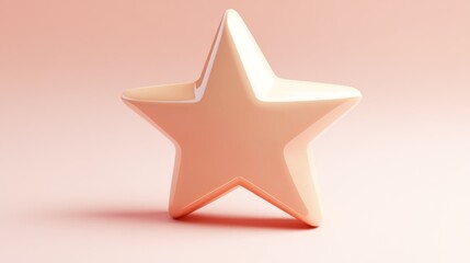 3D Rendered Star in Soft Peach Tones, Minimalist Design for Decorative and Creative Projects