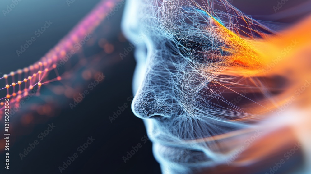 Poster innovative digital art portrait virtual space 3d rendering abstract environment close-up view creati