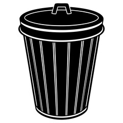 bin black silhouette vector, Simple silhouette Design vector icon with white background.