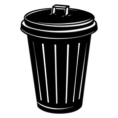 bin black silhouette vector, Simple silhouette Design vector icon with white background.