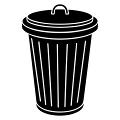 bin black silhouette vector, Simple silhouette Design vector icon with white background.