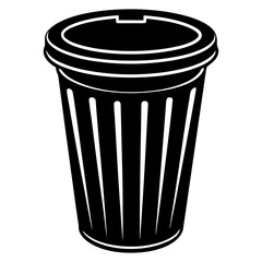 bin black silhouette vector, Simple silhouette Design vector icon with white background.