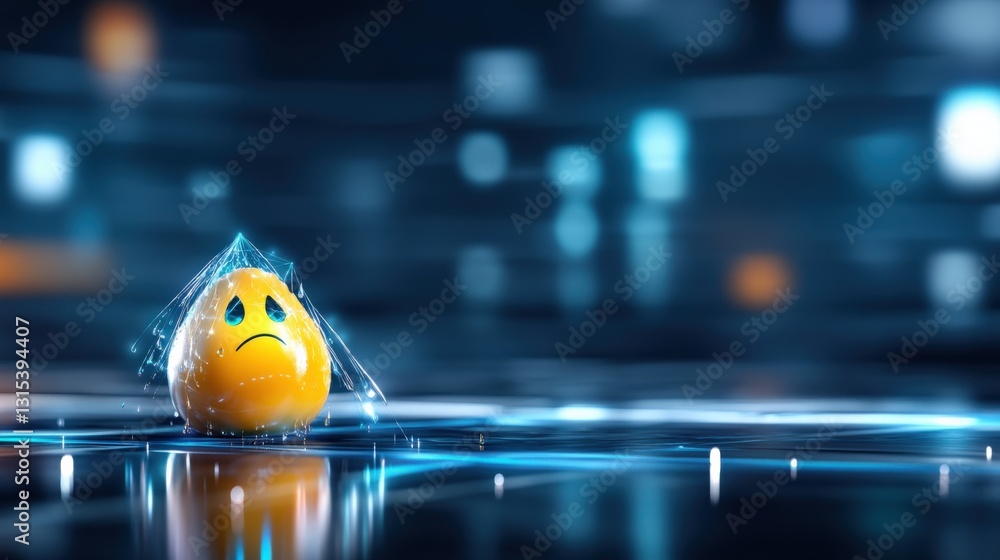 Aufkleber emotional expression of sadness digital space 3d render futuristic environment close-up view concept
