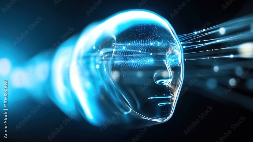 Poster exploring the future of ai development virtual space digital art futuristic environment close-up tec