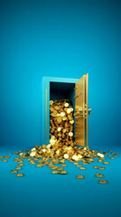 Overflowing Gold Coins from Safe