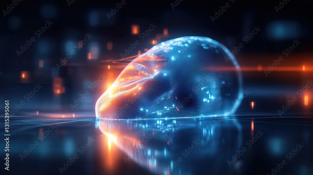 Poster futuristic 3d visualization of a digital skull virtual environment graphic design tech concept abstr