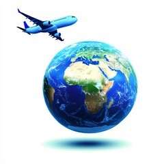 Fototapeta premium Airplane Circling Globe Vector for Travel Enthusiasts