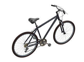 Black bicycle, top back view. Black leather saddle and handles. Png clipart isolated on transparent background © paketesama