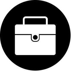 A Simple White Briefcase, A Symbol Of Professional Work And Career Success, Sits Against A Bold Black Circular Backdrop, Creating A Striking Minimalist Image