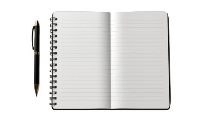 Spiral Notebook Mockup Elegant Pen Design, Blank Pages for Workspace Organization, isolated on transparent background.