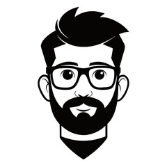 Stylish Man Avatar with Beard and Glasses Vector Illustration