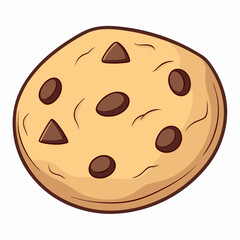 a single delicious chocolate chip cookie, a sweet treat, vector cartoon illustration