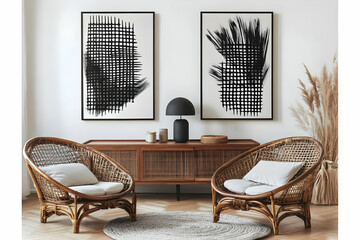 Abstract Black & White Grid Art Prints