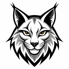 Obraz premium a bold illustration of a lynx mascot head, portrayed with sharp lines and a striking gaze, vector cartoon illustration