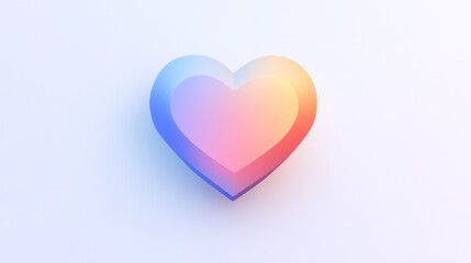 Gradient Heart Shape with Soft Shadows and Vibrant Colors for Romantic or Emotional Designs