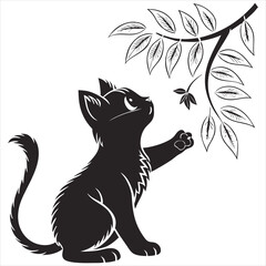 silhouette cute cat image on white background