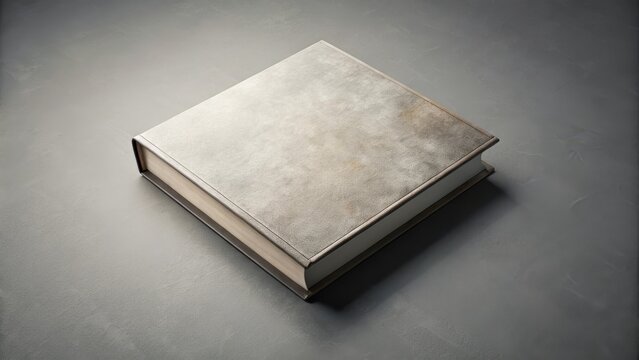 A hard cover book with a dust jacket mock up isolated on a soft gray background, showcasing its texture and design , abstract background, graphic representation