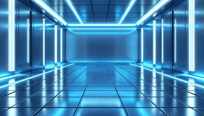 futuristic techno empty room with neon glow background