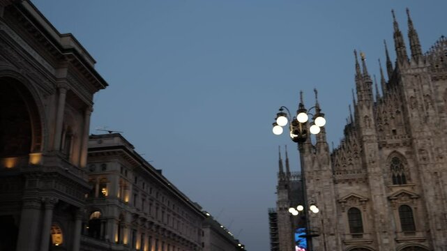 Milan, Italy - February 2025 - Visiting the exterior of the historic buildings of the Lombard capital