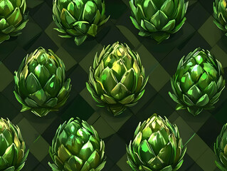 Fototapeta premium Green Artichoke Pattern