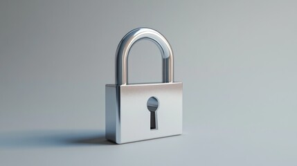 Secure Metal Padlock with Keyhole on a Neutral Background for Safety and Security Concepts