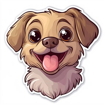 Adorable Dog Sticker Illustration with Cheeky Expression