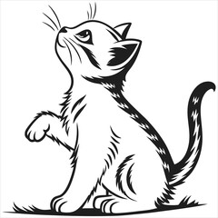 Obraz premium silhouette cute cat image on white background