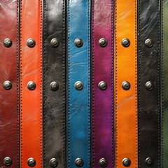 Colorful leather straps with metal studs. (1)