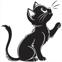 silhouette cute cat image on white background

