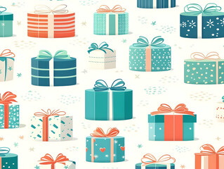 Teal & Orange Gift Boxes Pattern