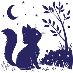 silhouette cute cat image on white background

