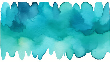 Abstract Watercolor Painting with Turquoise and Teal Gradient Wash Effect
