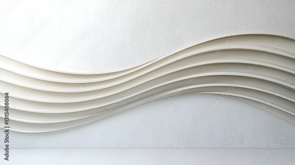 Poster white abstract background with smooth wavy layers and textured wall in modern minimalist design for 