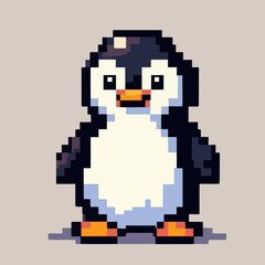 Obraz premium Illustration of a penguin in pixel art style. Vector graphics. EPS.