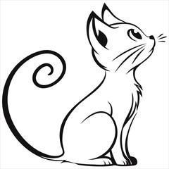 silhouette cute cat image on white background

