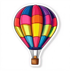 Fototapeta premium Illustrative Hot Air Balloon Sticker in Vibrant Hues on White
