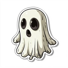 Vintage Cartoon Spooky Ghost Sticker for Halloween T-Shirts