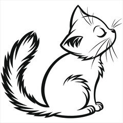 silhouette cute cat image on white background

