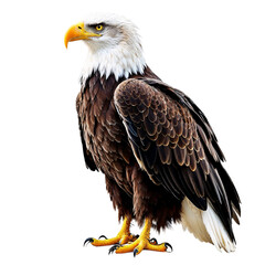 Obraz premium Powerful Bald Eagle Profile Against a White Background